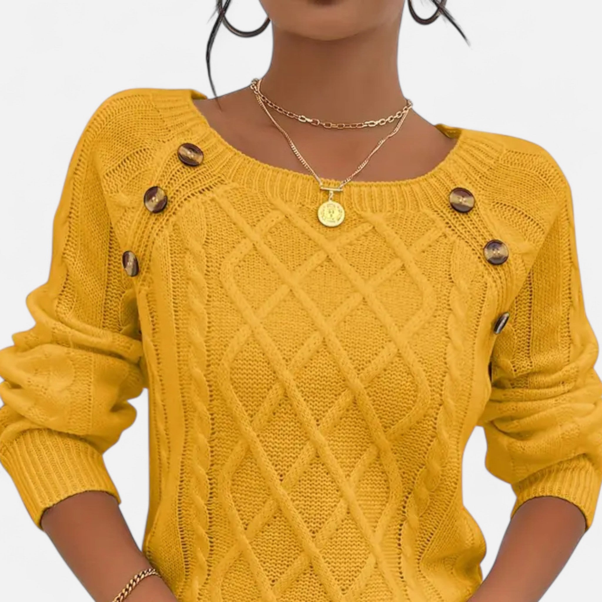 Anvoire | Women’s Square Neck Cable Knit Sweater