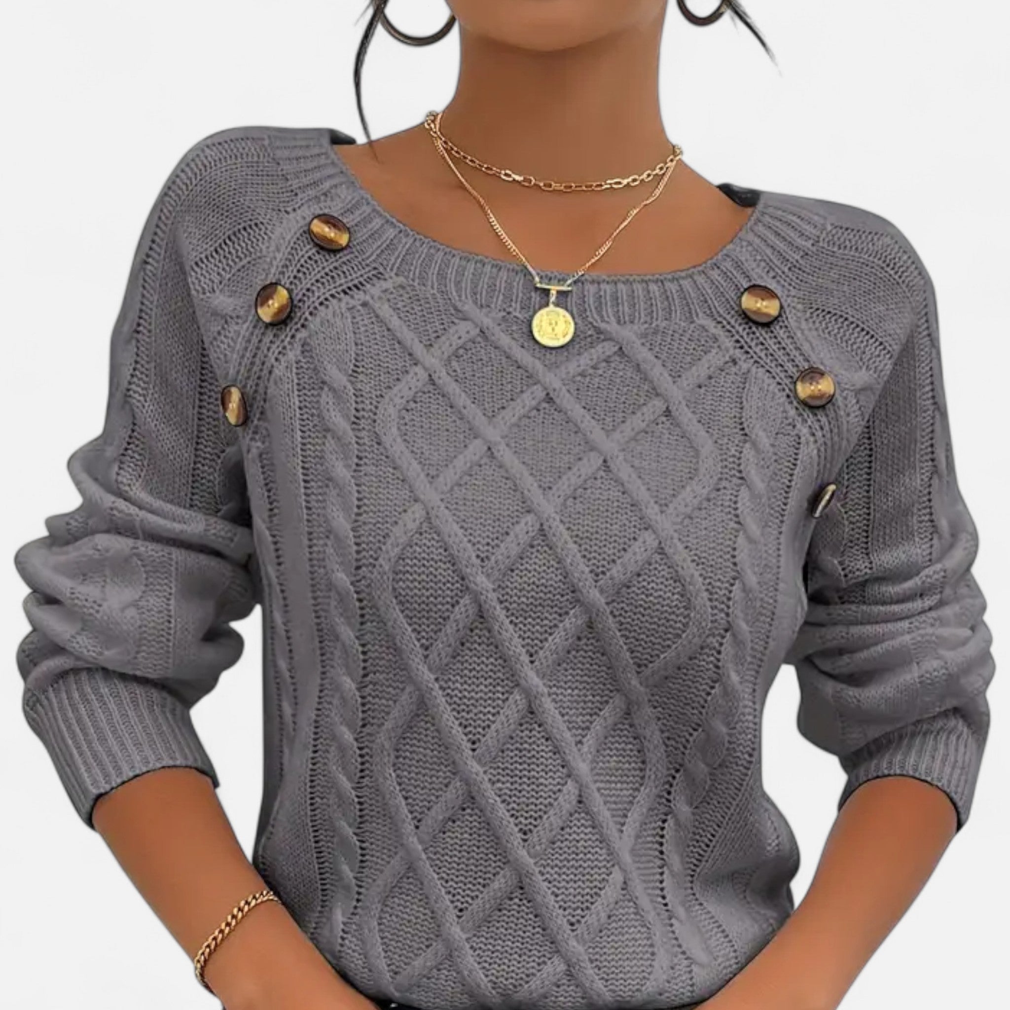 Anvoire | Women’s Square Neck Cable Knit Sweater
