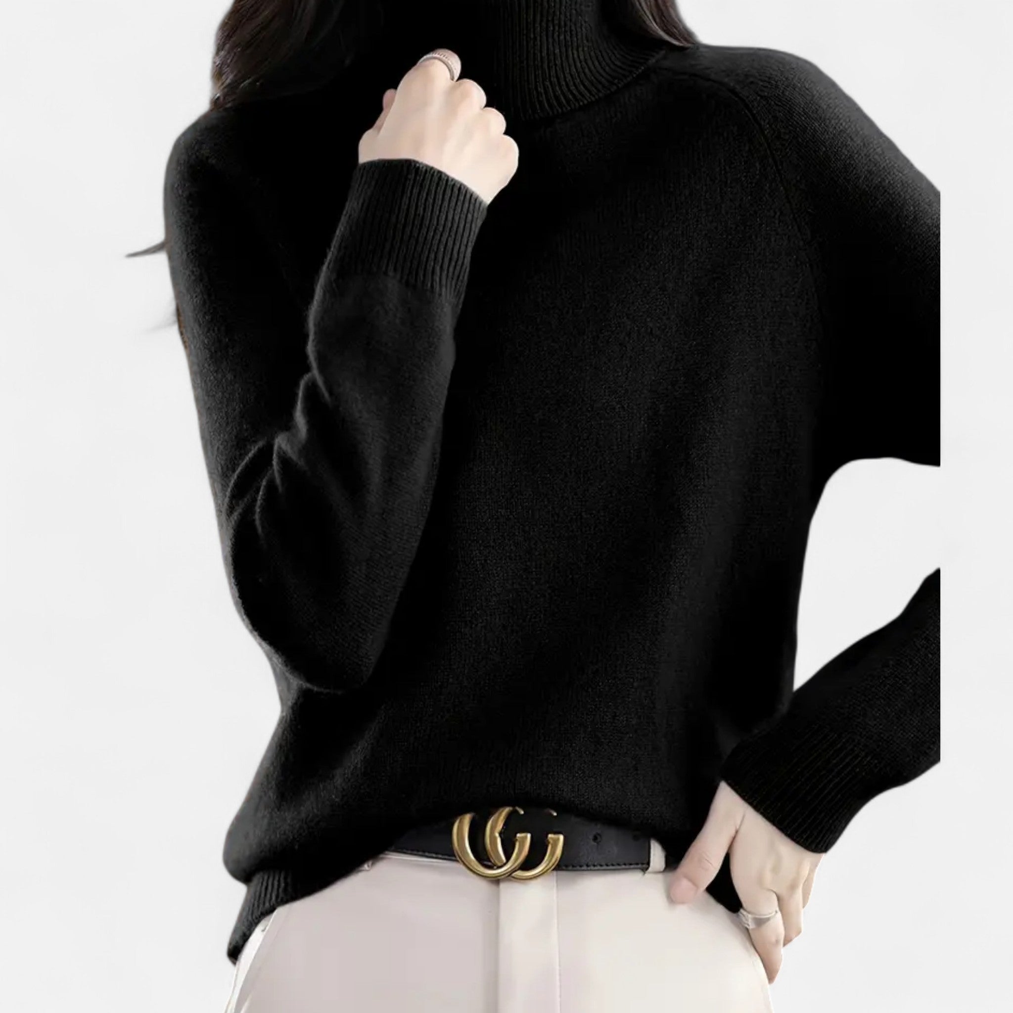 Anvoire | Women’s Solid Turtleneck Wool Sweater