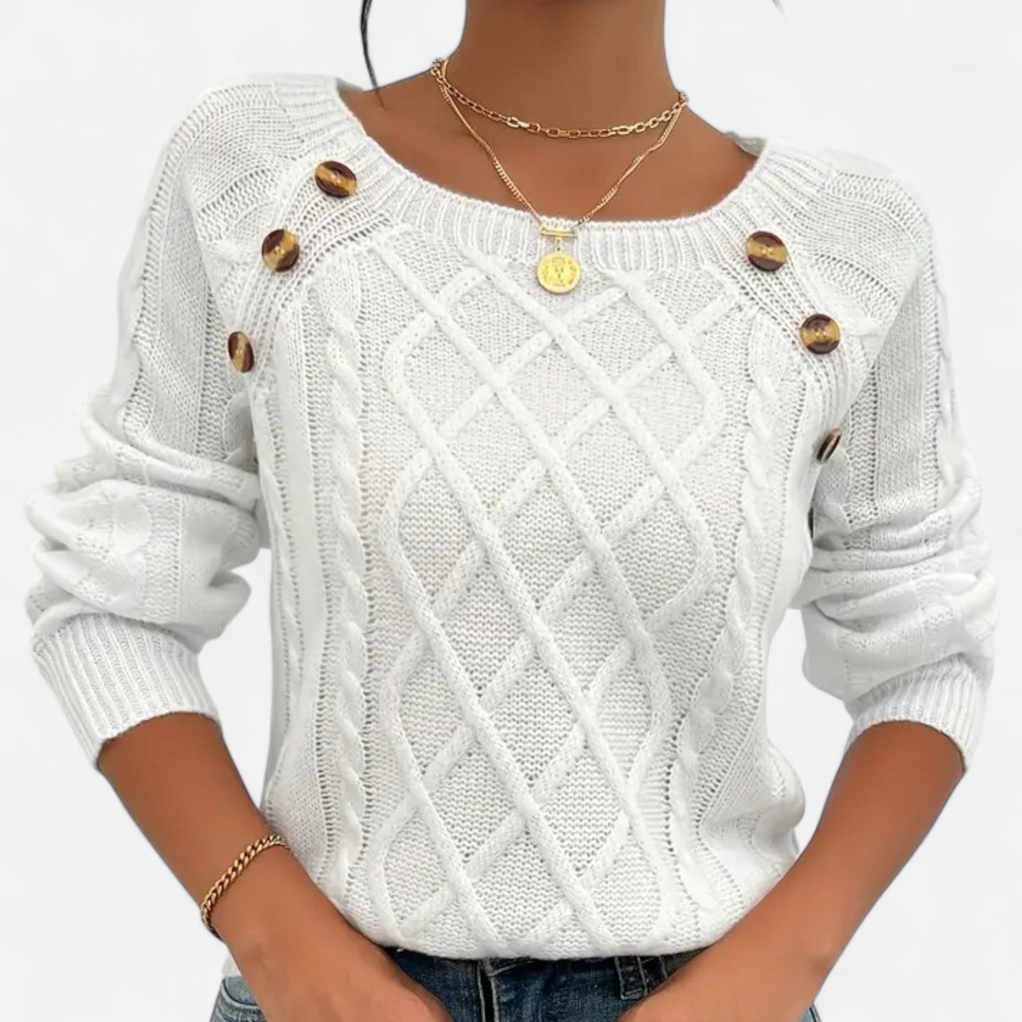 Anvoire | Women’s Square Neck Cable Knit Sweater