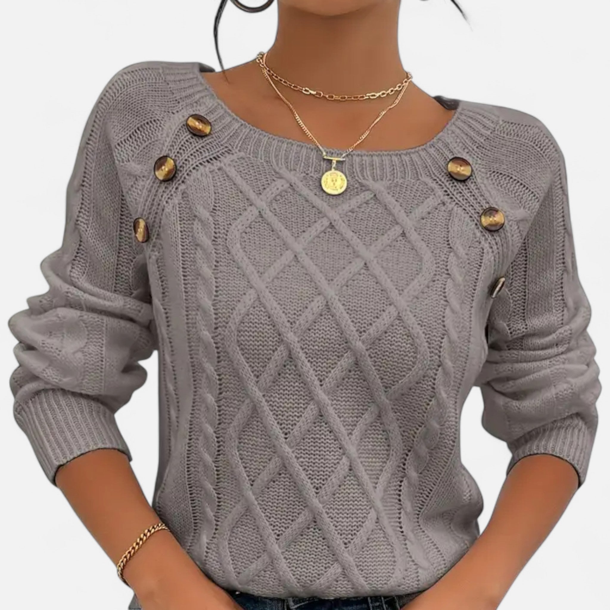 Anvoire | Women’s Square Neck Cable Knit Sweater
