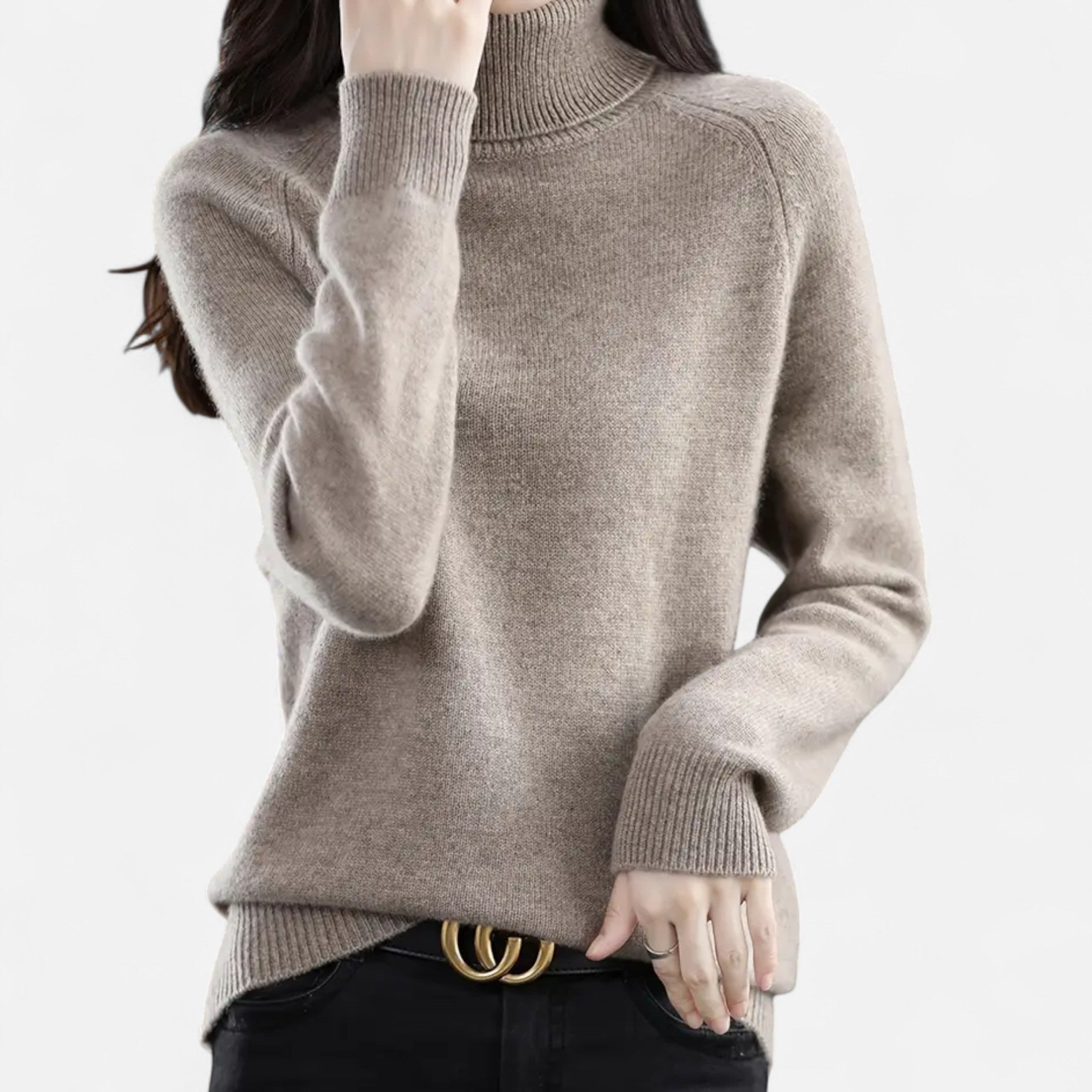 Anvoire | Women’s Solid Turtleneck Wool Sweater