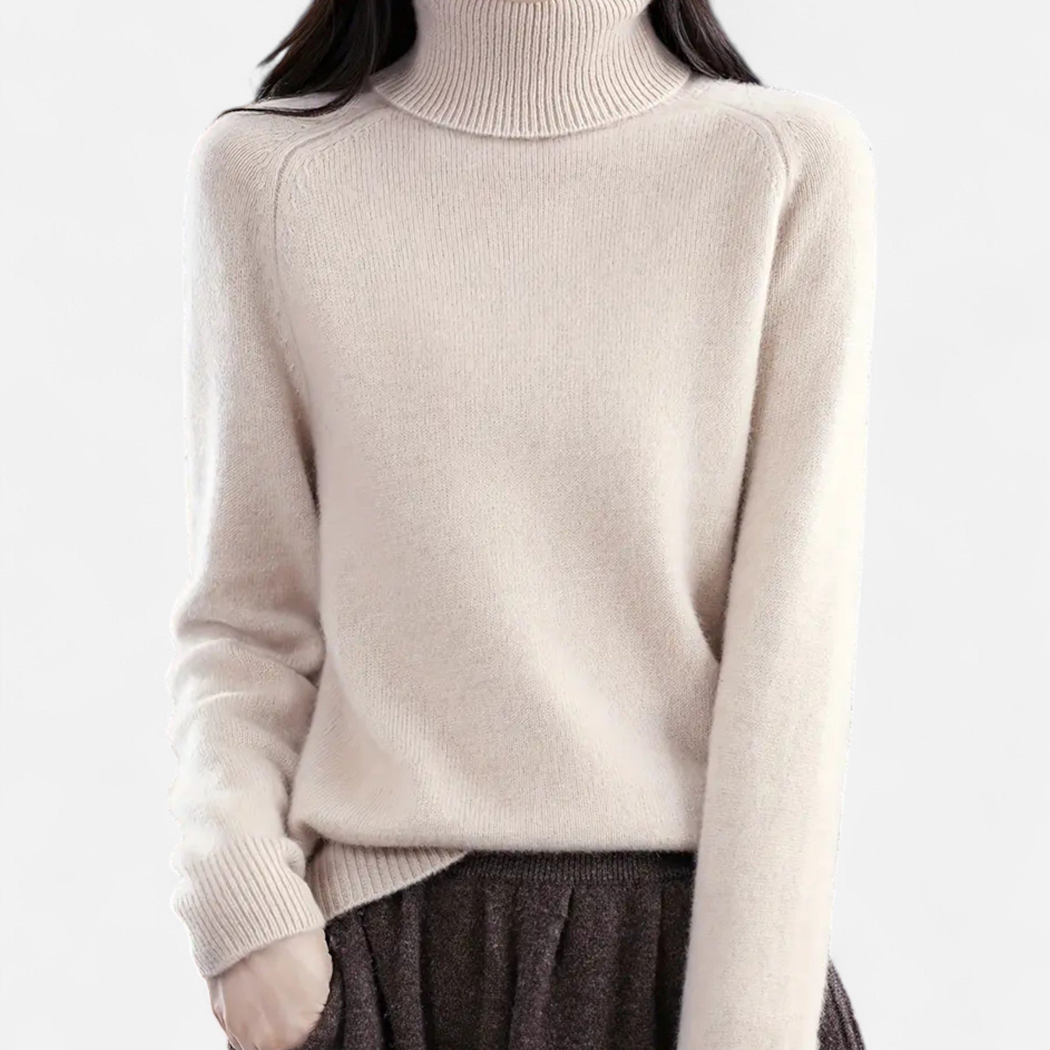 Anvoire | Women’s Solid Turtleneck Wool Sweater