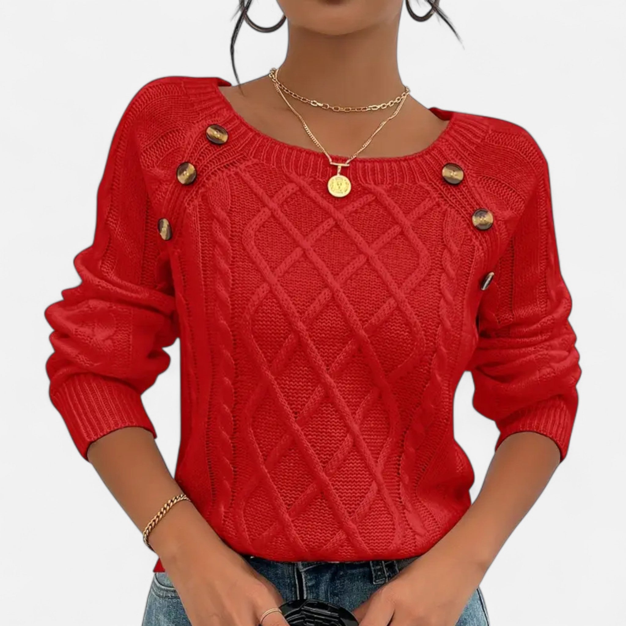 Anvoire | Women’s Square Neck Cable Knit Sweater