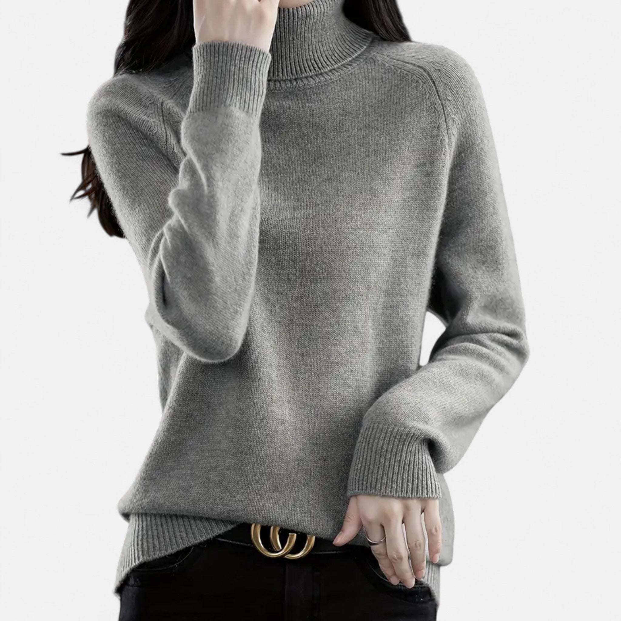 Anvoire | Women’s Solid Turtleneck Wool Sweater