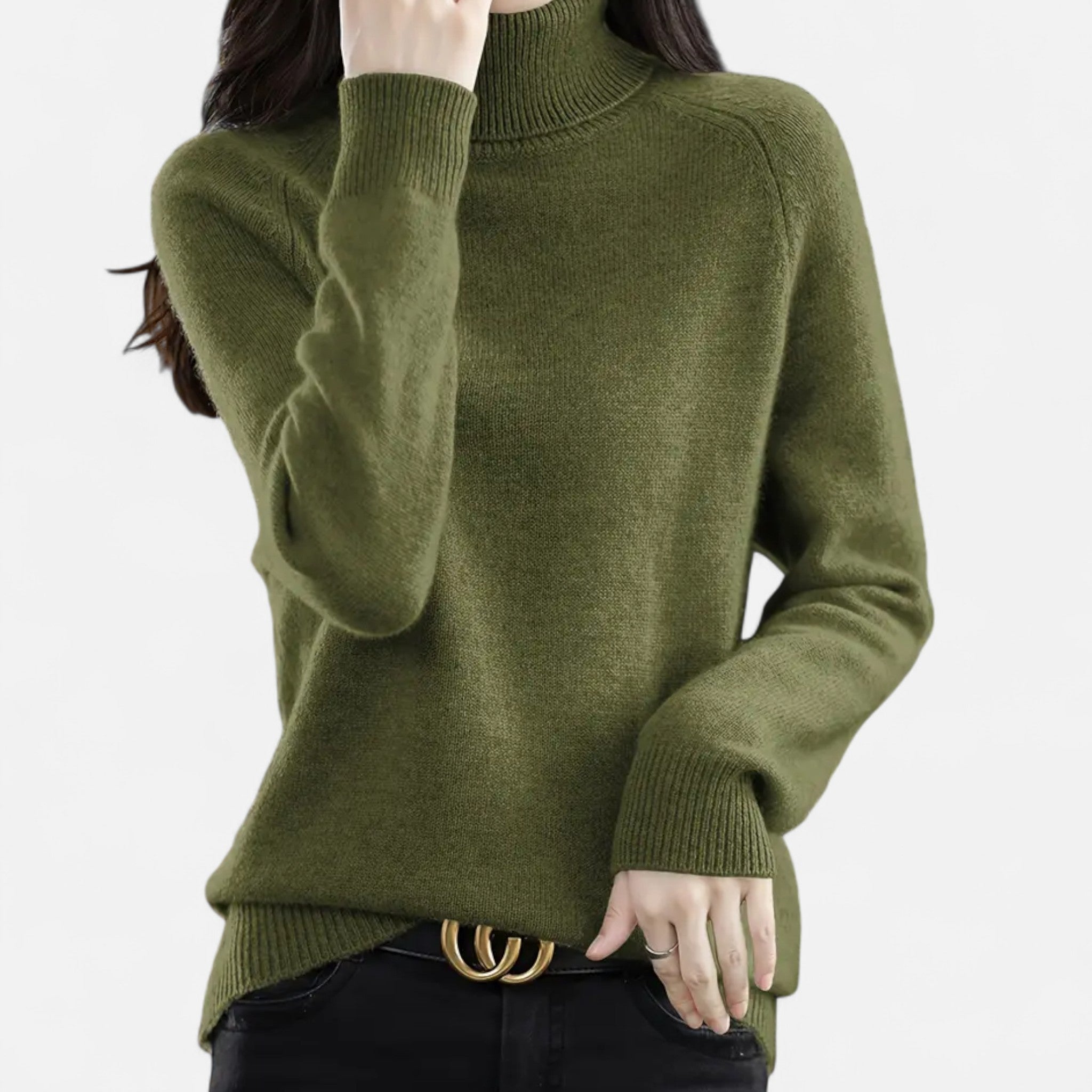 Anvoire | Women’s Solid Turtleneck Wool Sweater