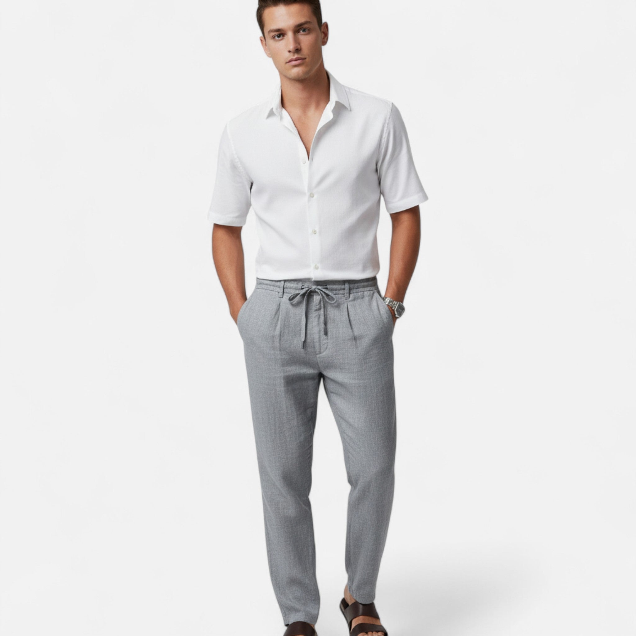 Anvoire | Men’s Linen Drawstring Trousers