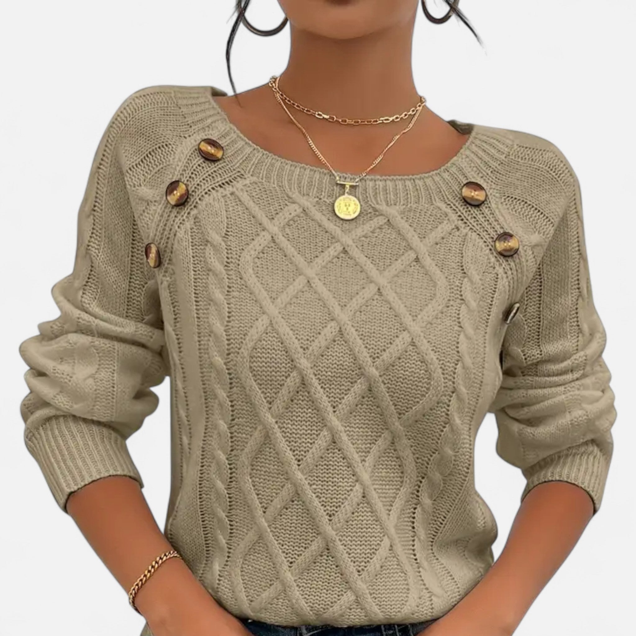Anvoire | Women’s Square Neck Cable Knit Sweater