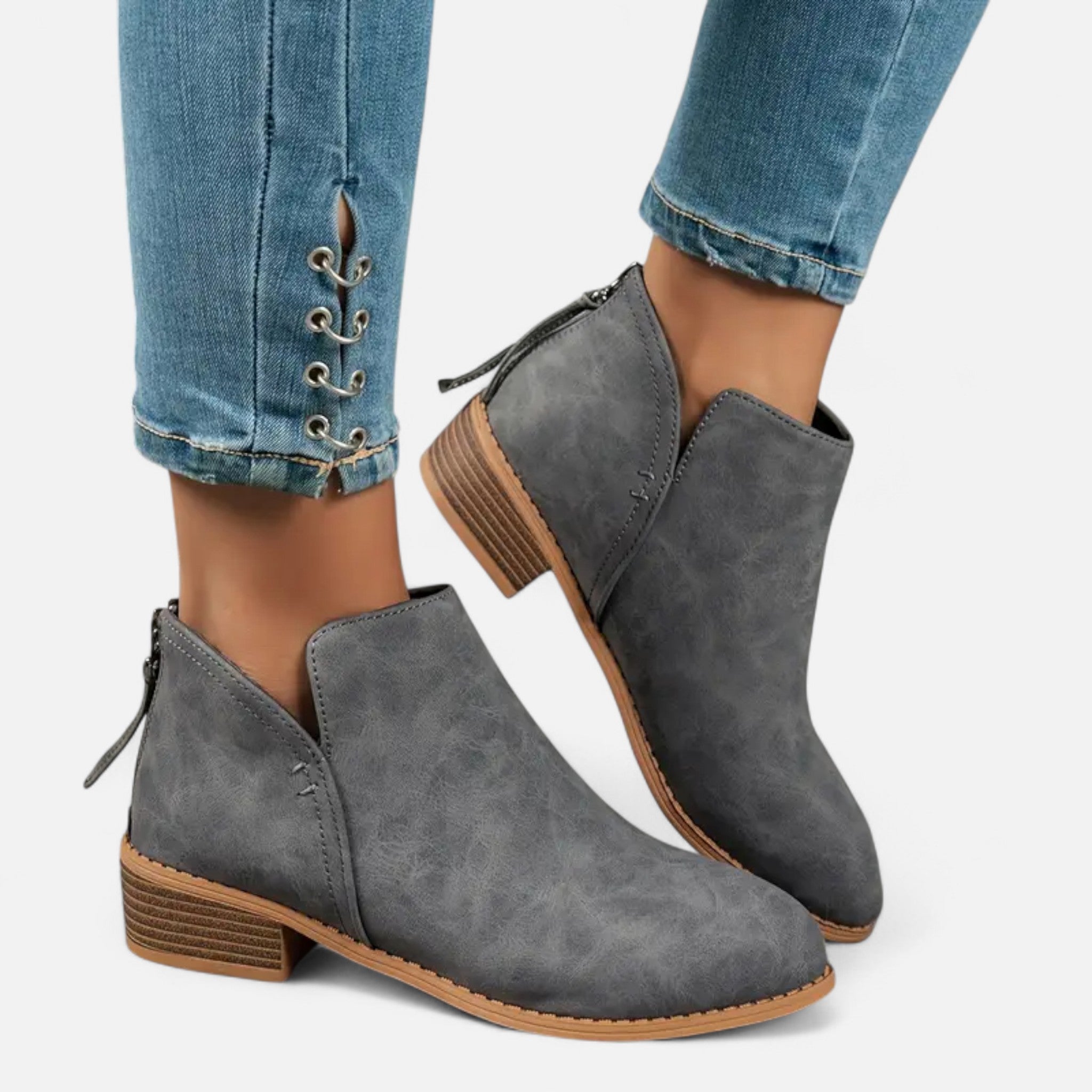 Anvoire | Women’s Ankle Boots – Retro Solid Elegance