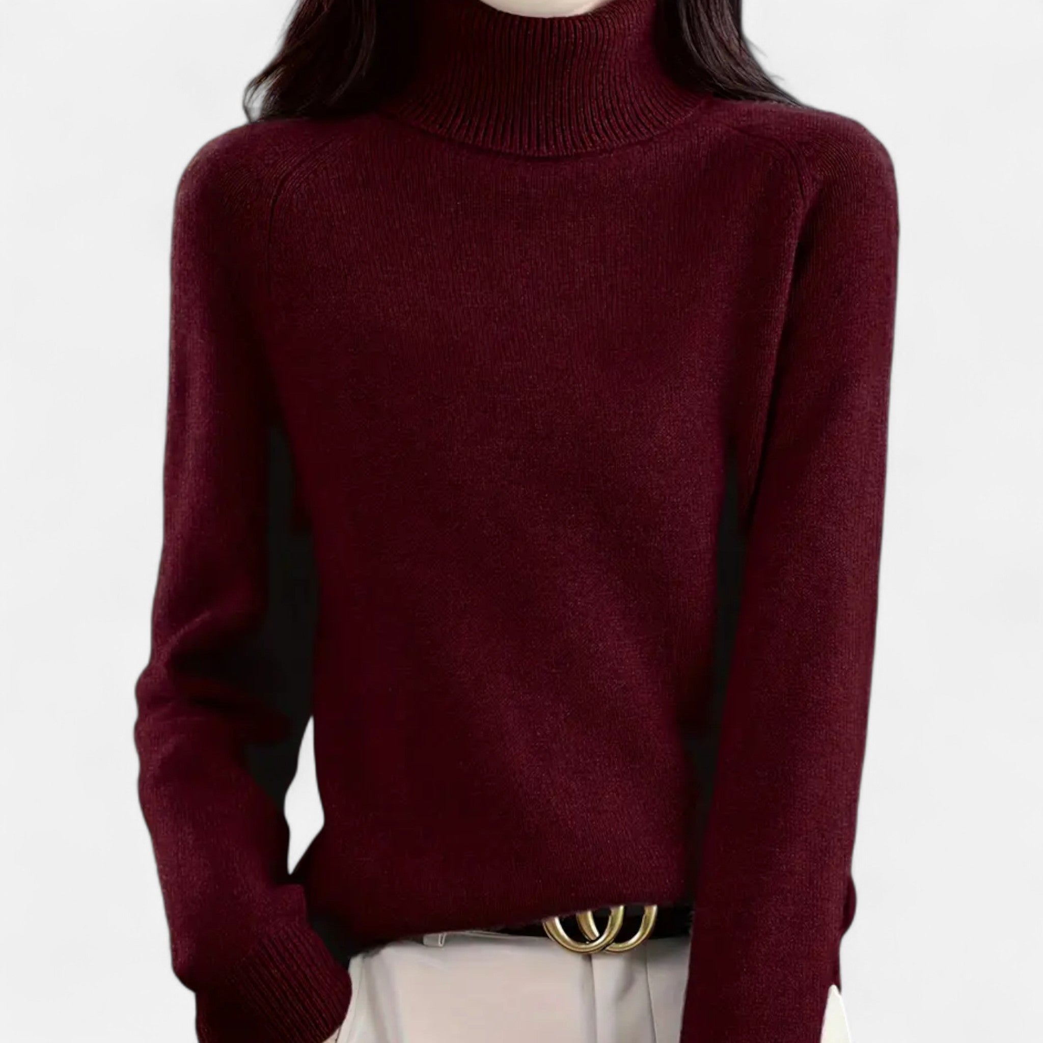 Anvoire | Women’s Solid Turtleneck Wool Sweater