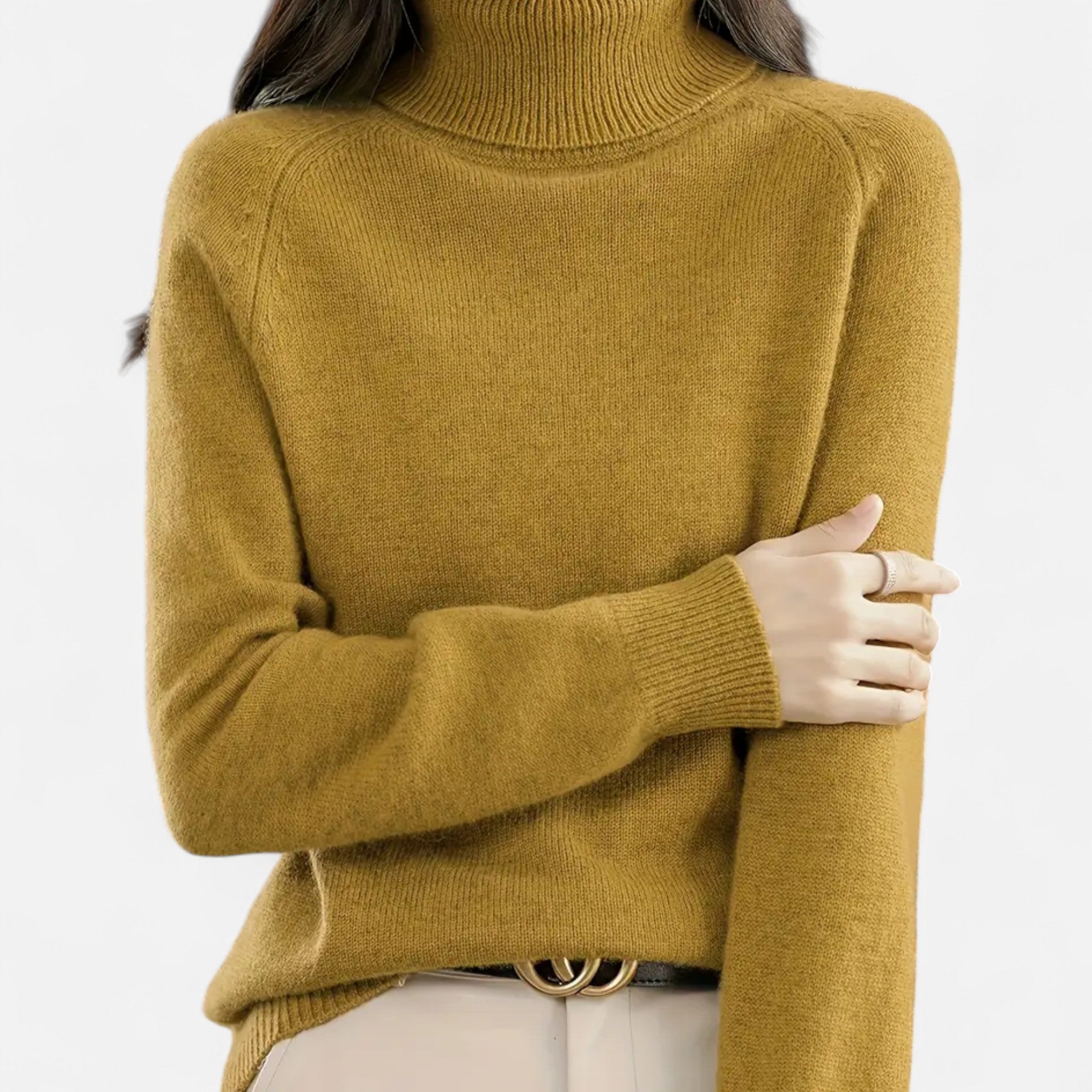 Anvoire | Women’s Solid Turtleneck Wool Sweater