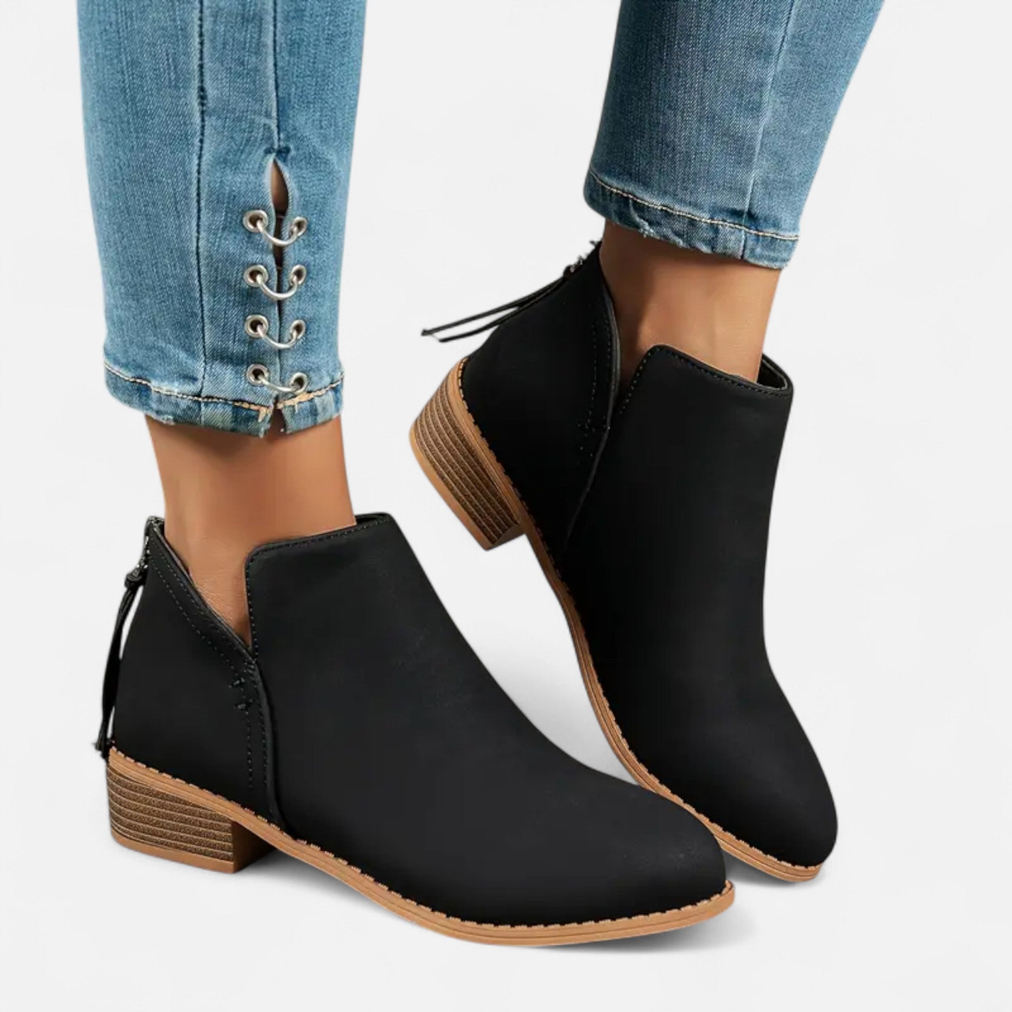 Anvoire | Women’s Ankle Boots – Retro Solid Elegance
