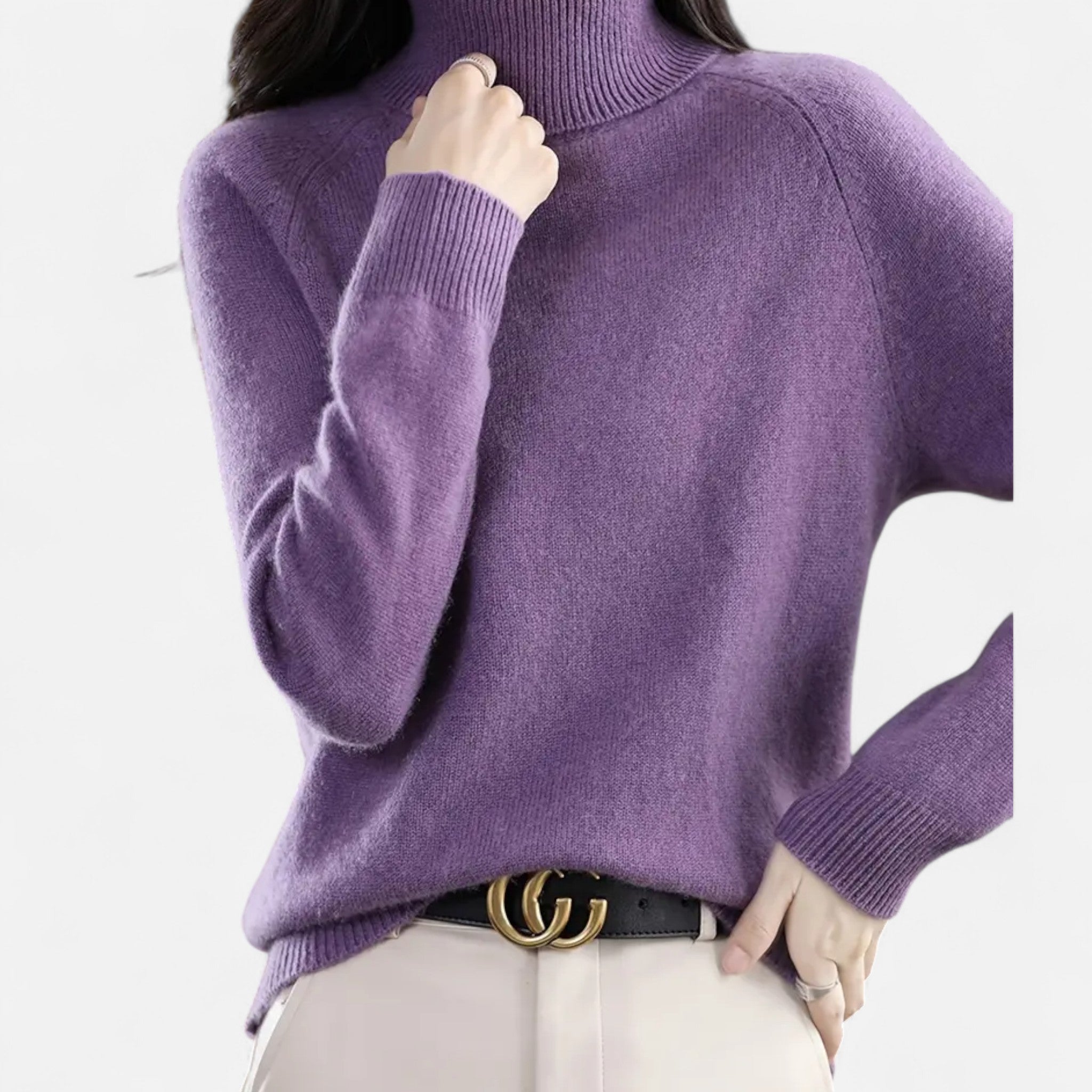 Anvoire | Women’s Solid Turtleneck Wool Sweater